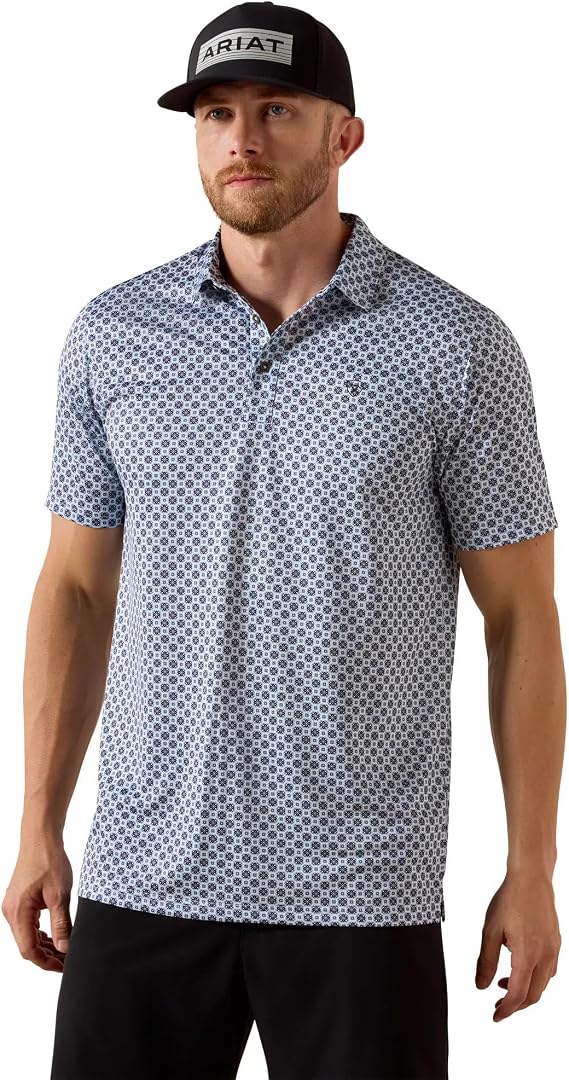 ARIAT Men's All Over Print Fitted Polo