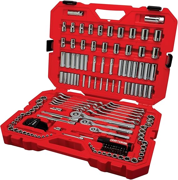 CRAFTSMAN Socket Set, 159 Piece Socket Wrench Set Mechanics Tools 1/4-in., 3/8-in., and 1/2-in(, 6 Point and 12 Point, 90-Tooth (CMMT12125)