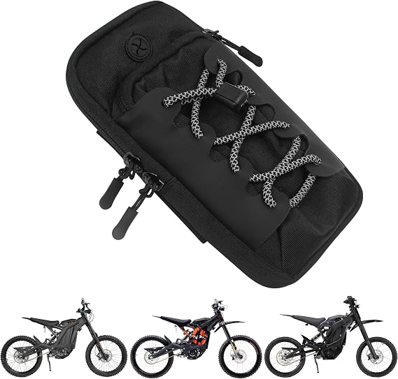 Marsrut Phone Bag for Ebike, Pouch Fits for Surron Light Bee/Talaria/X160/X260/E Ride Pro/Surron Ultra Bee EDirt Bike, Motorcycle Front Battery Frame Cover Storage Bag for Electric Dirt Bikes (Black)