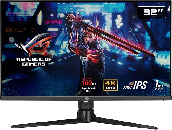 ASUS ROG Strix XG32UQ Gaming Monitor 32", 4K UHD (3840 x 2160), Fast IPS, 160 Hz (OC), 1 ms GTG, NVIDIA G-SYNC Compatible, FreeSync Premium Pro, Variable Overdrive, DisplayHDR 600, DCI-P3, Black