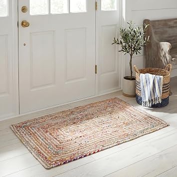 SAFAVIEH Area Rug 2x3 - Cape Cod Collection - Green & Natural Brown, Handmade Jute & Cotton, Woven Braided Design CAP202Y