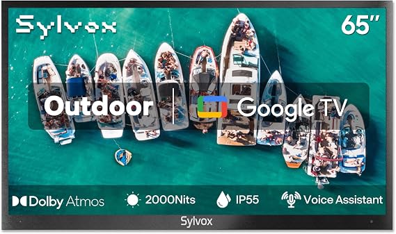 SYLVOX 65" Outdoor TV, 4K HDR10, AntiGlare, Dolby Atmos, Smart Google TV
