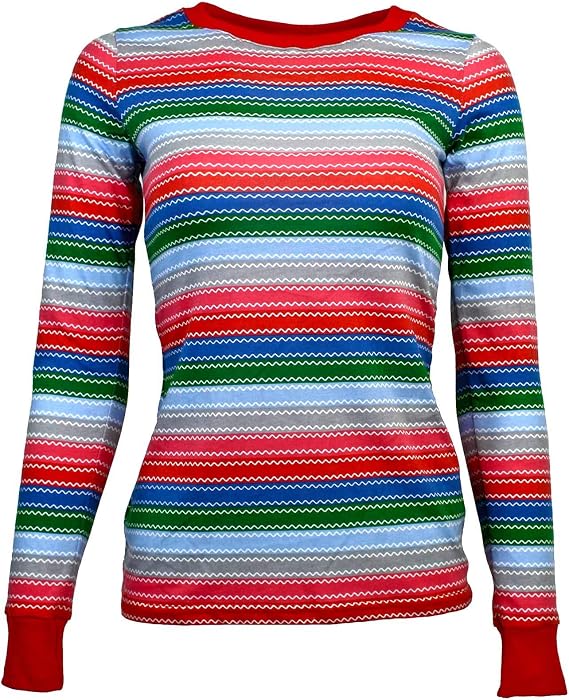 Women's Rainbow Striped Horror Good Buddy Halloween Costume Long Sleeve Shirt (X-Large)
