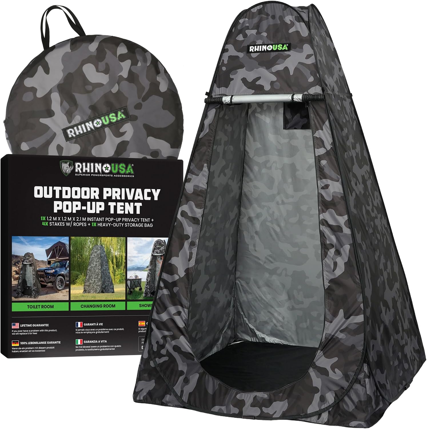 Rhino USA Portable Pop Up Privacy Changing Tent - Ultimate Outdoor Camping Shower, Camp Toilet Tent, Rain Shelter for Beach and Camping - Lightweight and Sturdy, Instant Setup While On-The-Go
