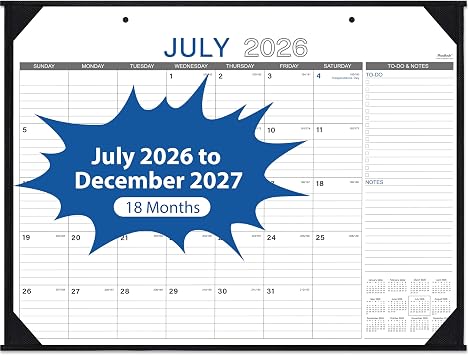 2026-2027 Desk Calendar - Large Desk Calendar, July 2026 December 2027, 22" x 17", Office Supplies, Corner Protector, Ruled Blocks, 2-in-1