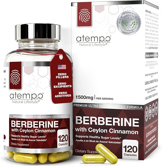 Berberine Supplement with Ceylon Cinnamon HCL 1500mg, Natural Berberine Extract for Metabolic Support & Overall Wellness 120 Capsules
