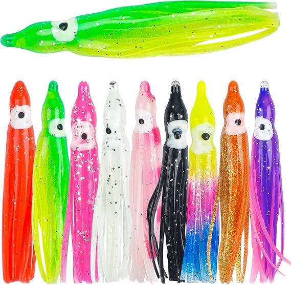 Fishing Squid Skirts Lures Glow Soft Plastic Octopus Skirts