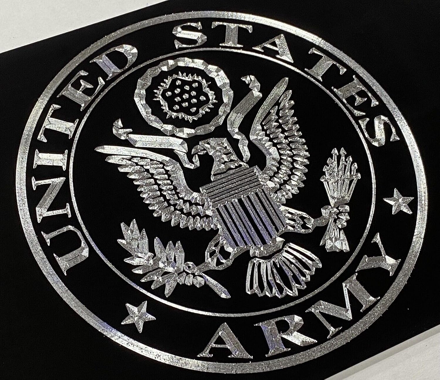 Army 1A Logo Car Tag Diamond Etched on Black Aluminum License Plate