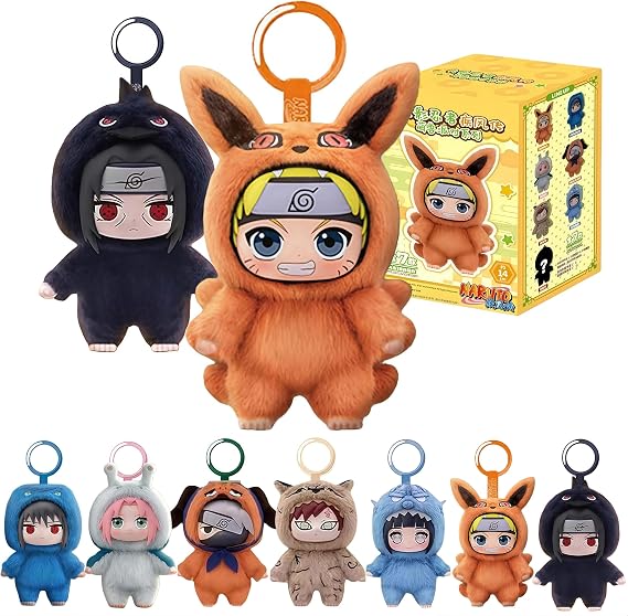MINISO Naruto Shippuden Cute Beast Party Series Blind Box - Naruto/Kakashi/Uchiha Character Design - Desktop Ornament/Gift - 1 Random Piece