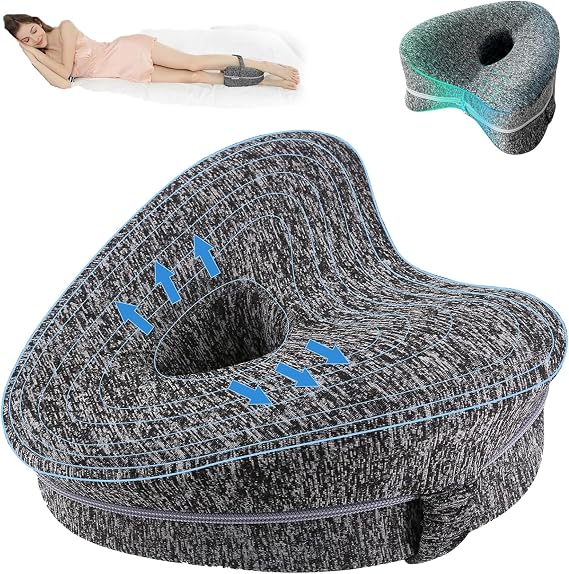 Knee Cushion, Alignment Pillow, for Sleeping on Side, Ergononmic Memory Foam Wedge Pillow, Heart Shape Knee Support, Pregnancy Bed Leg Cushion, (Dark Grey)