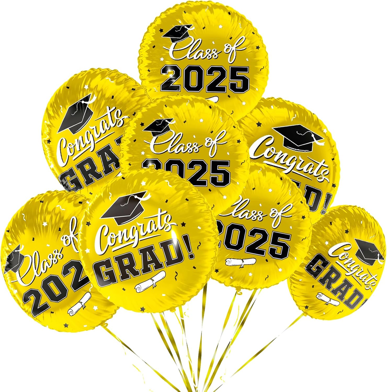 Class of 2025 Graduation Party Supplies & Decorations - 12pcs 18 Congrats Grad Gold Balloons Set for Memorable Grad Celebrations