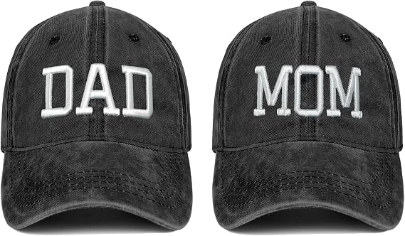 Mom and Dad Hats Fathers Day Dad Mom Gifts Hat Embroidered Adjustable Baseball Caps Gift for Couples Parents