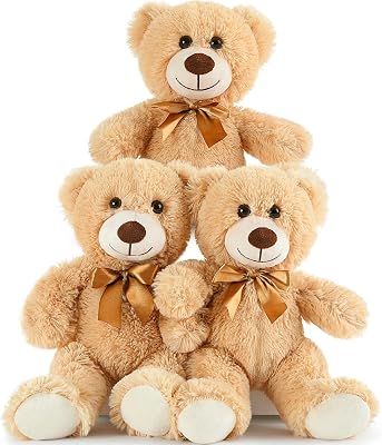 MaoGoLan 3 Pieces Bulk Teddy Bears Stuffed Animals Baby Shower, Soft Small Stuffed Teddy in Bulk, 13.5 Cuddly Mini Teddy Bears Centerpiece,Wedding,Party,Engagement