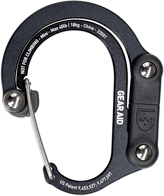 GEAR AID HEROCLIP (Mini) Carabiner Gear Clip and Hook, for Hanging Bags, Purses, Lanterns, Strollers, Tools, Helmets, Water Bottles, and More