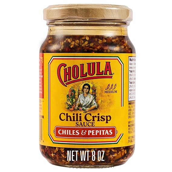 Cholula Chili Crisp Sauce, Chiles & Pepitas, Crunchy Topping for Tacos, Tostadas, Eggs, Pizza and More, 8 oz