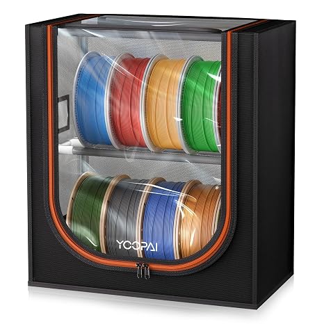 YOOPAI 3D Printer Filament Storage Box 2 Tier Filament Storage Rack with Fabric Cover, Holds Up to 12 Rolls 1KG 3D Filament Storage Organizer for Home, Workshop & Studio