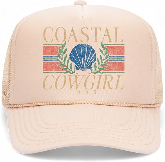 Coastal Cowgirl Trucker Hat | Beach Cowboy Cute Summer Western Country Vintage | Premium Foam Trucker Hat for Men & Women