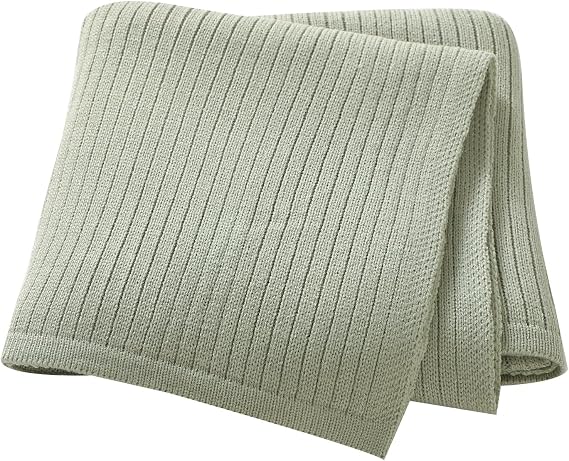 Baby Stroller Swaddle Blankets for Boys & Girls Cozy Cotton Ribbed Knit Newborn Infant Toddler Crib Quilts Receiving Blanket 30 x 40 Inch