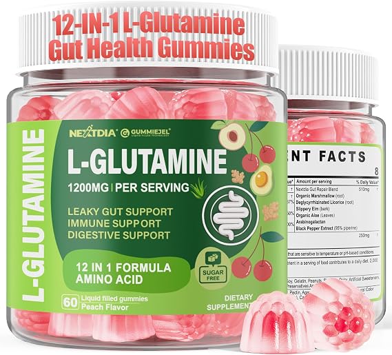 L-Glutamine 1200mg Gummies, GLP-1 Friendly, Gut, Immune Support, Metabolism