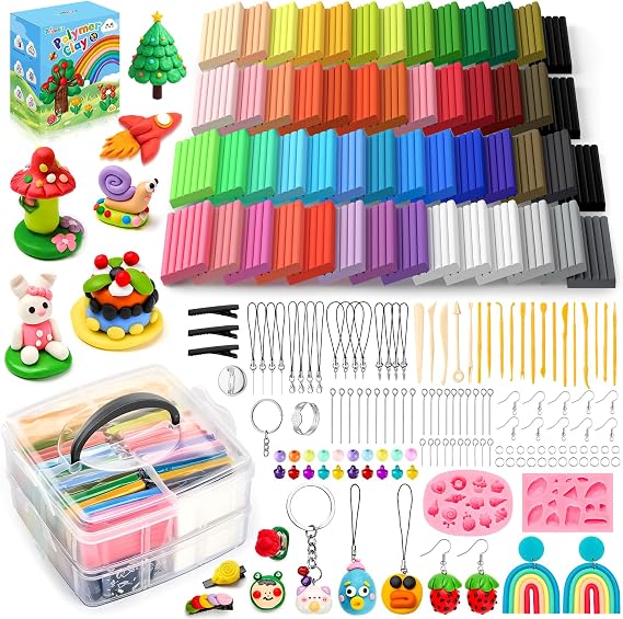 Bridokit 54 Pcs Polymer Clay Set, Oven Baked Clay with 19 Sculpting Tools