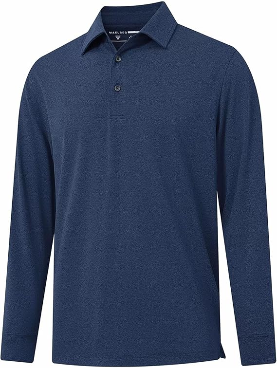 M MAELREG Golf Shirts for Men Dry Fit Performance Lightweight Heather Contrast Collar Mens Polo Shirts Short and Long Sleeve