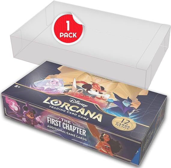 EVORETRO Display Case Protector Compatible for Lorcana Booster Box (1 Pack) - 0.40MM Thick PET Clear Case for Lorcana Collector Box, Anti-Scratch, Stackable, Protect Your Collection in Style