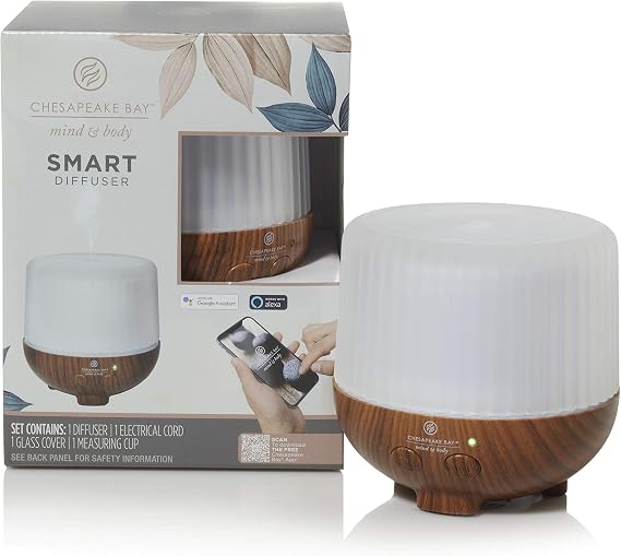 Chesapeake Bay Candle Mind & Body Smart Diffuser, Brown, Works with Alexa