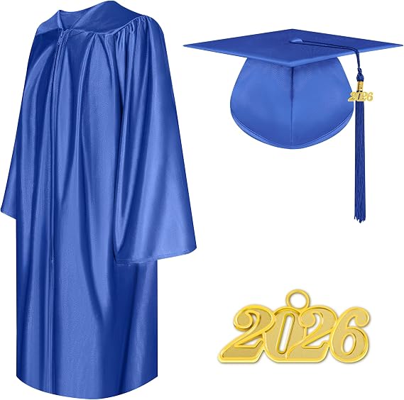Shiny Graduation Cap and Gown 2026 Tassel Adult Set