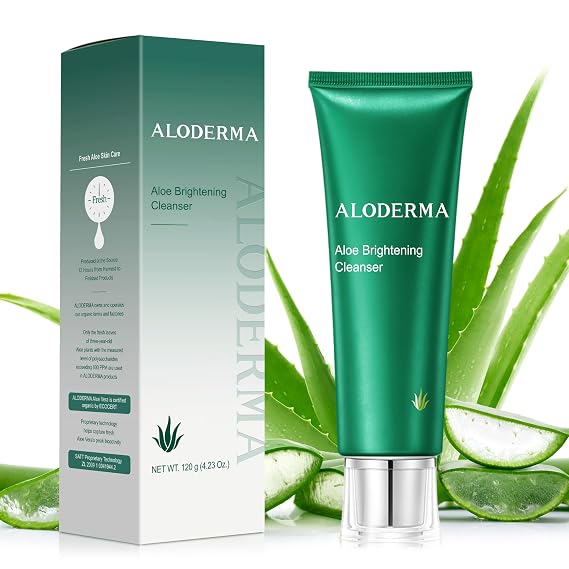 Aloderma Brightening Face Cleanser with Organic Aloe & Niacinamide, 4.2 oz