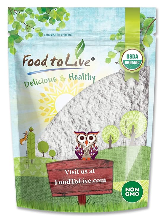 Food to Live Organic Potato Starch, 2 Pounds - Unmodified Powder, Non-GMO, Pure Flour, Kosher, Vegan, Bulk, Great for Cooking, Baking, and Thickening Souces, Soups and Gravy