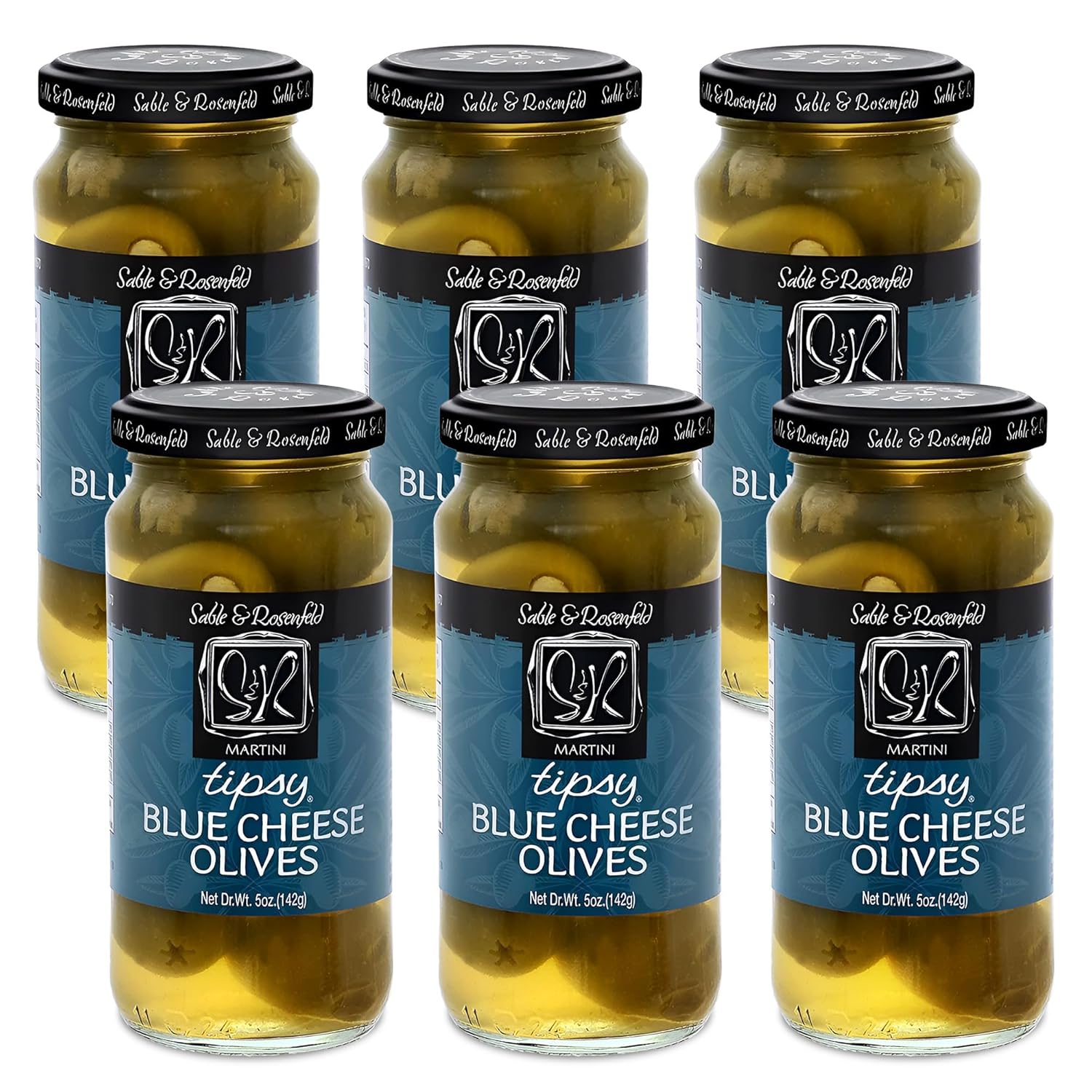 Sable and Rosenfeld Tipsy Blue Cheese Olives, 5.30-Ounce Jars Pack of 6