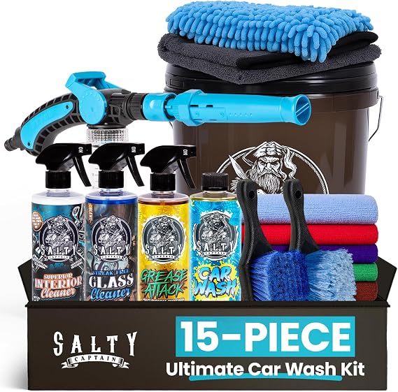 Salty Captain Ultimate 15-Piece Car Cleaning Kit Car Wash Kit
