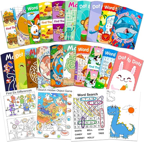 Elfew 20 Pack Small Activity Books for Kids Age 4-8,8-12, (7.1* 5.1 Inches)