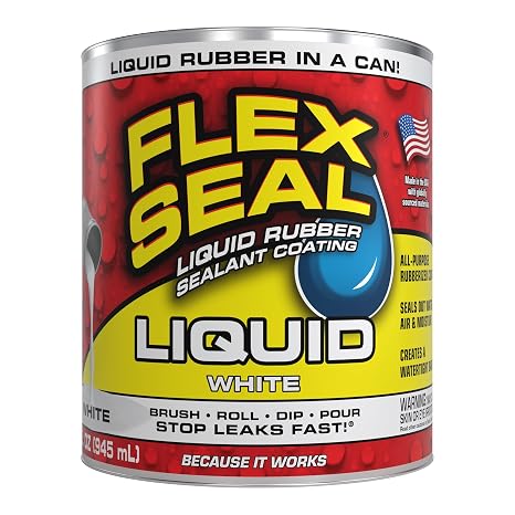 Flex Seal Liquid Rubber Sealant Coating, Waterproof, White, 32 oz