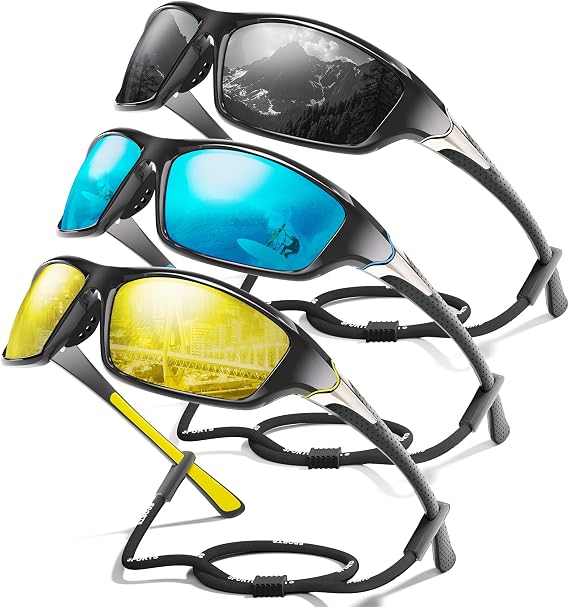 Polarized Sports Wrap Around Sunglasses Men Fishing Running Golf