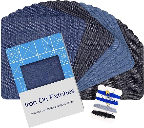 HTVRONT 20 Pack Iron on Patches for Clothes(3" by 4-1/4") | Iron on Denim Patches for Jeans Inside & Outside, Super Adhesive Cotton Fabric Repair Patches for Clothes