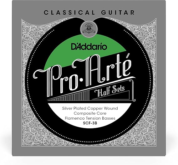 DAddario Guitar Strings - Pro-Arte Nylon Guitar Strings - SCF-3B - Classical Guitar Strings - Half Sets, Flamenco Tension, Silver Plated Copper-Composite Core