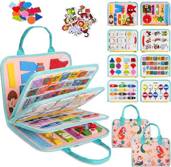 Teefrye Toddlers Busy Board Montessori Toys for Old 1-3 Year Girl Busy Book