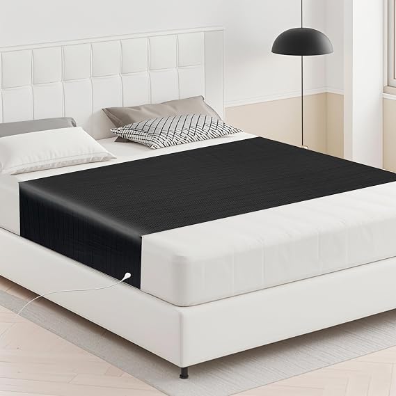 Grounding Sheets 10% Silver Fiber Grounding Mat for Bed Grounding Flat Sheet All Bed Sizes 26x112in Black