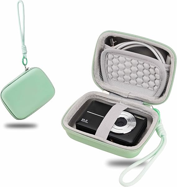 Digital Camera Case for CAMKORY DC403 FHD 1080P/for Kodak PIXPRO FZ55/FZ45/for Canon IXUS 285 HS/for Lecran, Camera Casewith Mesh Pocket for SD Card.(Green)