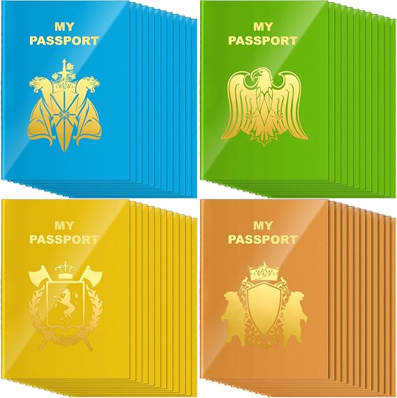 Lincia 48 Pcs Blank Passport Notebooks Fake Passport Book Journal Notebook Bulk for World Travel Pretend Activity Party Favor Sticker Collection School Projects Supplies(Bright Color)