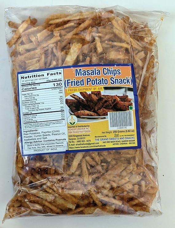Grand Sweets and Snacks (GSS) Masala Chips (Pack of 5) Each Pkt 250 Gms (B-M)