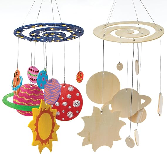Baker Ross AR676 Make Your Own Solar System Model Kit - Pack of 2, Planet Mobile Kit, STEM Science Model, Space Craft