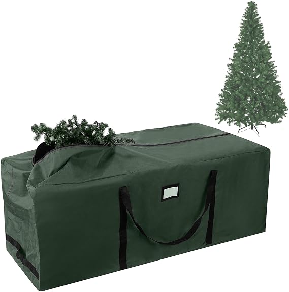 Rolling Christmas Tree Storage Bag- For 12 FT Artificial Trees-Green Canvas Duffel with Wheels-Protects Holiday Decorations & Inflatables by Elf Stor | Durable Canvas Rolling Duffel Bag for 12-Foot Disassembled Artificial Trees, Holiday Decor, Packing, Moving, and Home Storage