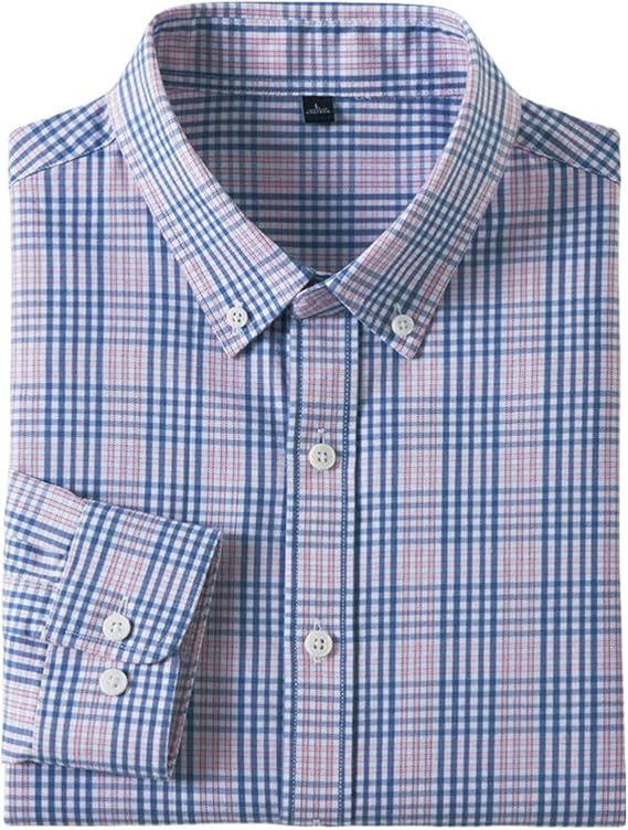 Men's Cotton Plaid Men's Spring Long Sleeve Business Casual Shirt