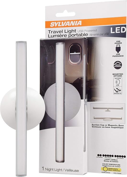 Sylvania General Lighting 65007 Portable USB Rechargeable Light with 2 Suction Cups and Magnetic Mounting Base, 4000K