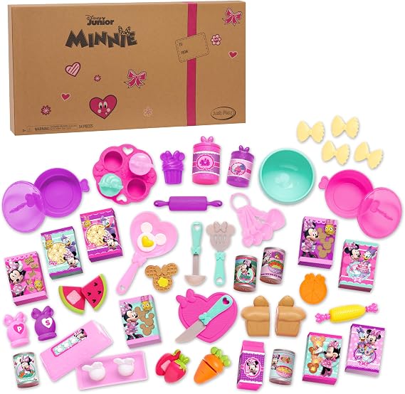 Disney Junior Minnie Mouse Bow-Tique Bowtastic Kitchen Accessory Set, Over Fifty Piece Play Food and Utensils, Frustration Free Packaging