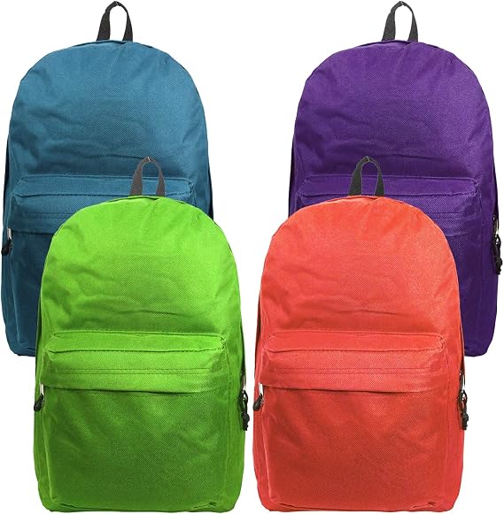 Wholesale 16.5 Inch Backpacks -pack of 4-pcs Multicolored Bulk School Bags