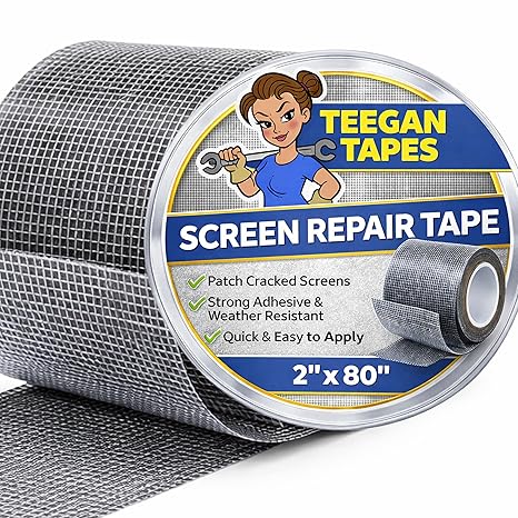 Gaffer Power Screen Repair Tape Fiberglass Mesh, Strong Adhesive, Weather-Resistant Window & Door Screen Patch