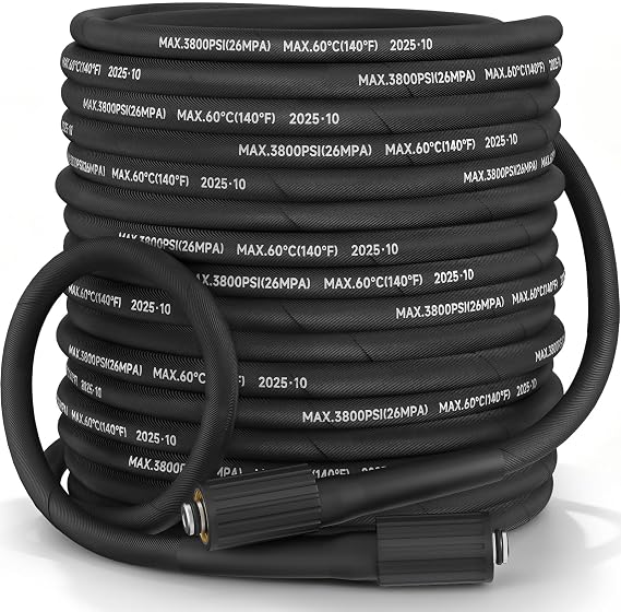 Heavy Duty Pressure Washer Hose, M22-14&15mm Universal Power Washer Hose 50FT, Kink Resistant Hot and Cold Water Flexible Washer Hose, 3800 PSI Steel Wire Braided Extension Hose.Commercial&Residential